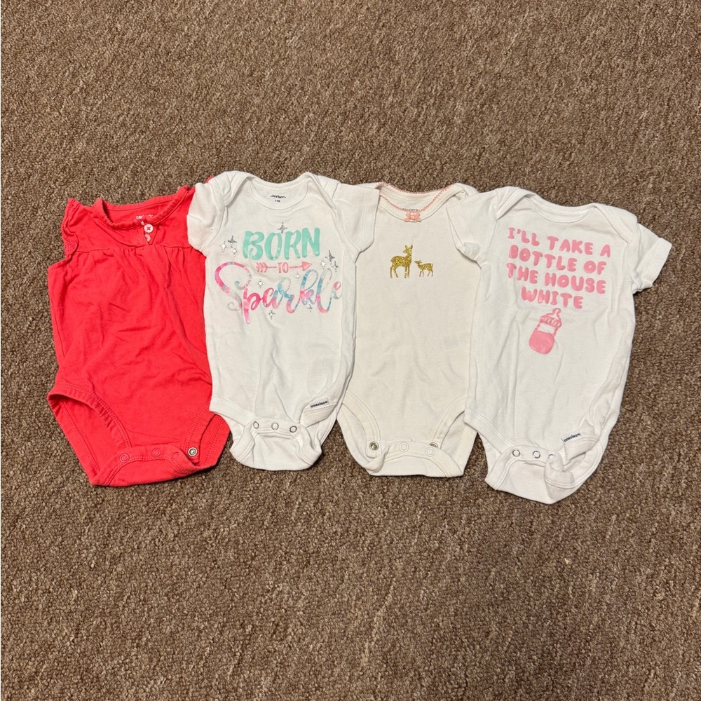 Set of 4 baby onesies - girl 3/6 month